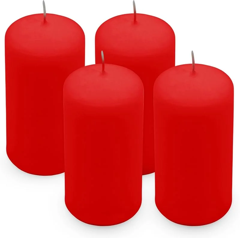 Besuche den Spetebo-Store Echtwachs Stumpenkerze 4er Set 10 x 5 cm - rot — Advent und Tisch