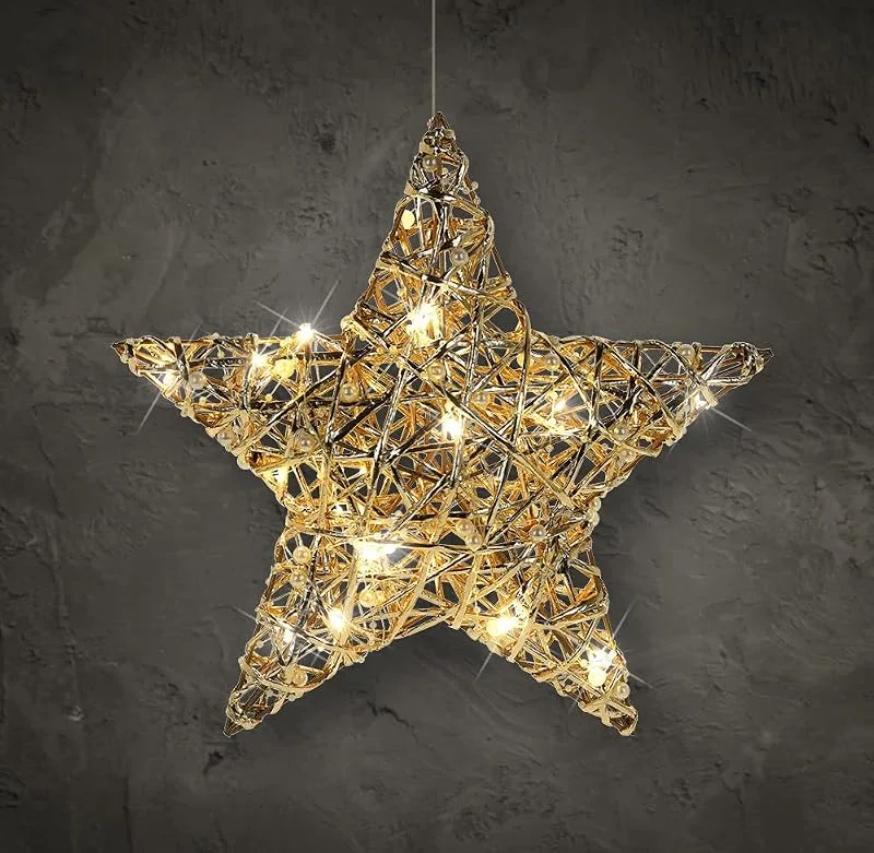 Besuche den Spetebo-Store LED Deko Stern Gold mit Timer, 30 cm, 20 LED, warm weiß — Weihnachtsdeko