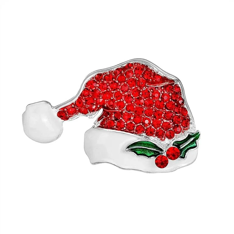 Besuche den Handmade-Store 1 Stück Weihnachtsbrosche, niedliche Weihnachtsmütze, Legierung, 4 x 2, 8 cm (rot), mittel, andere Edelsteine, Medium, Andere Edelsteine — Weihnachtsmode