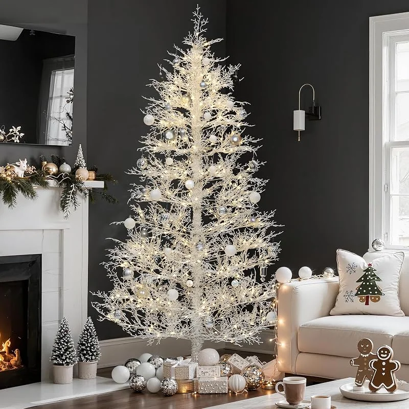 Besuche den YITAHOME-Store YITAHOME 180cm Weihnachtsbaum mit Fernbedienung, Künstlicher Weißer Weihnachtsbaum mit Scharniertechnologie, 300 Warmweiße & Multicolor Wechselbare Lichter, 550 PE-Spitzen für Weihnachts — Weihnachtsdeko