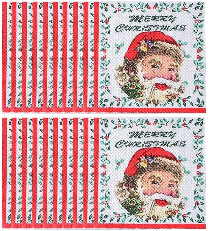 Marke: Luxylei Frohe Weihnachten Serviette 20 Teile, Satz Santa Claus Schneemann Weihnachten Baum Muster Papier Tissue Weihnachten Party Papier Servietten Party Supplies — Geschenkverpackung