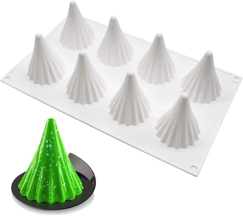 Besuche den XiaoShenLu-Store Mousse-Kuchenform Silikon backformen für Kuchen - 3D backform DIY Dessert Mould, 8 Löcher Weihnachtsbaum — Weihnachtskueche