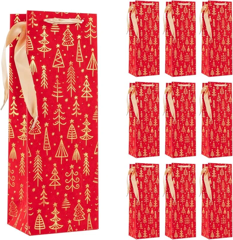 Besuche den Idena-Store Idena Flaschentaschen Samt Weihnachtsbäume, 10 Stück, 12 x 35 x 9 cm — Geschenkverpackung