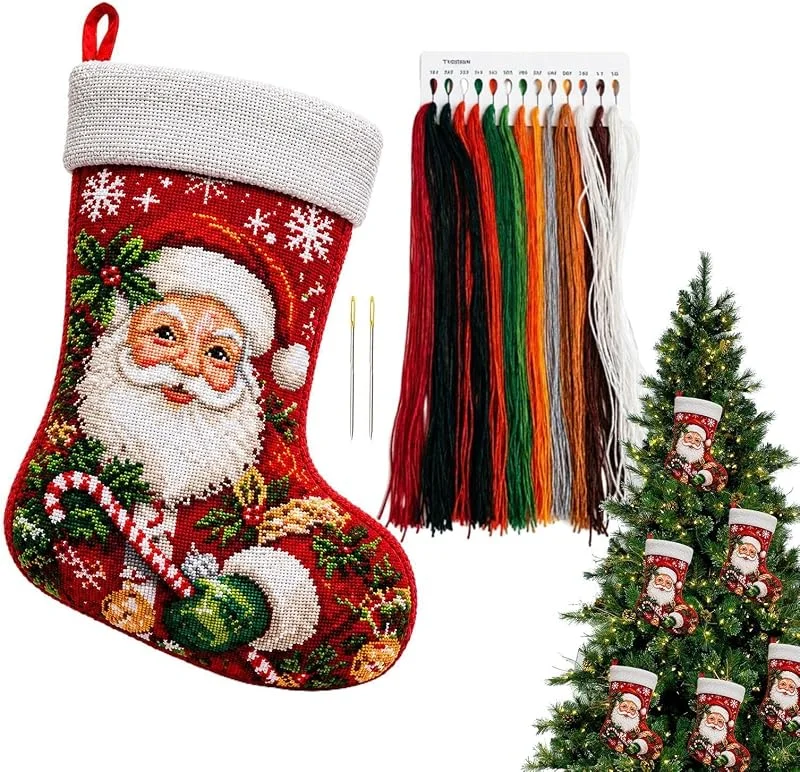 Marke: zwxqe zwxqe Stickset für Weihnachten, Weihnachtsstrümpfe, bestickt, handgefertigt — Weihnachtsdeko