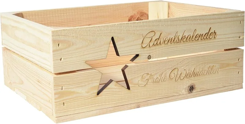 Besuche den CHICCIE-Store Holzkiste Personalisiert Stern mit Wunschtext für jeden Anlass - Gravierte Erinnerungskiste Adventskalender Weihnachten Weihnachtsstern Advent Adventszeit — Geschenkverpackung