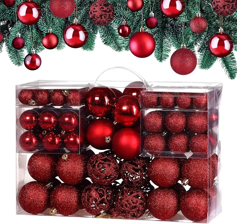 Besuche den Deuba-Store DEUBA Weihnachtskugeln 100er Set Kunststoff Rot — Weihnachtsdeko