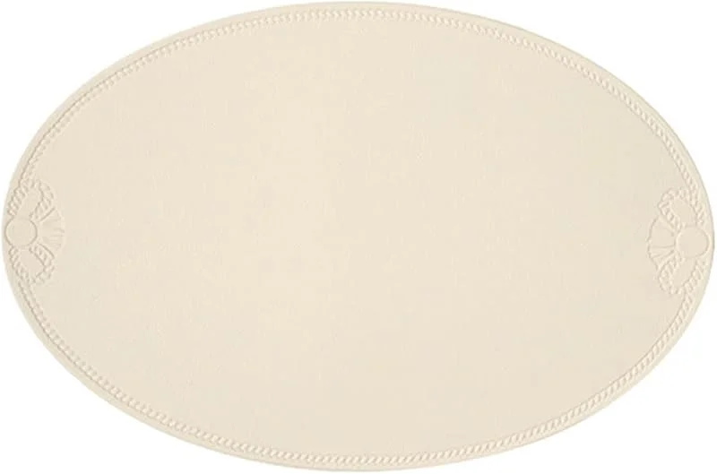 Besuche den Epinki-Store Epinki 2Pcs Set Tischset Abwaschbar Modern Oval 30x45CM, PVC Leder Platzset Elegant Einfarbig Bowknot Anti-Rutsch, Tischuntersetzer Abwaschbar Beige für Zuhause Restaurant Speisetisch Platz-Matten — Küche & Haushalt