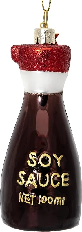 Besuche den SIKORA-Store SIKORA Soja Sauce Flasche besondere Weihnachtskugel Glas Christbaumschmuck Deko Figur Weihnachten Anhänger Ornament - Trend Line - BS544 — Weihnachtsdeko