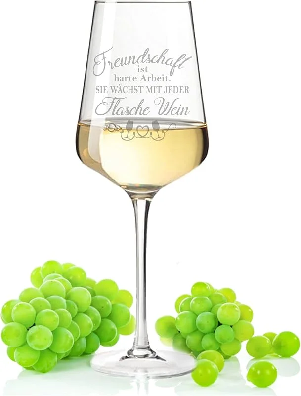 Besuche den GRAVURZEILE-Store GRAVURZEILE Weinglas mit Gravur - Freundschaft ist harte Arbeit - lustiges Spruchglas als Geschenk für Weinliebhaber - Geschenke für Sie & Ihn - Geeignet für Rotwein & Weißwein — Wein und Festtafel