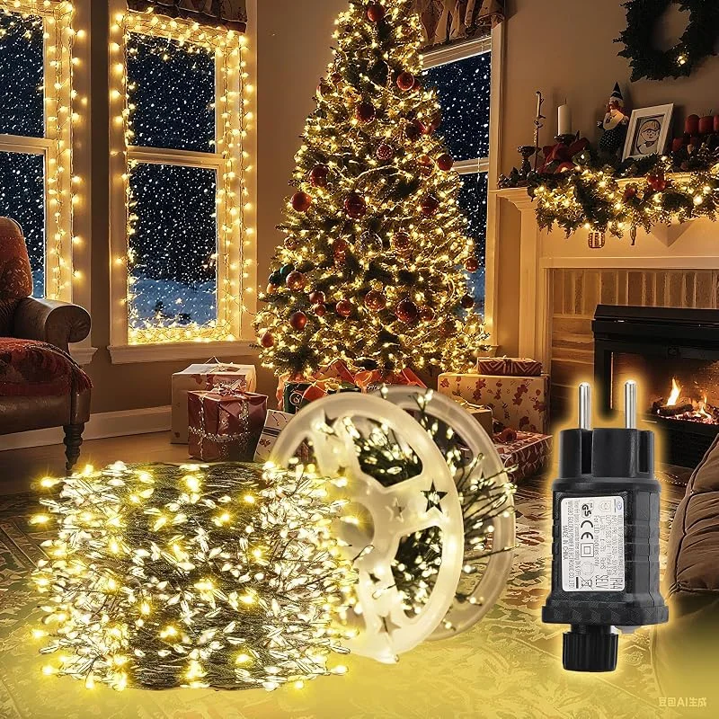 Besuche den SALCAR-Store SALCAR LED Cluster Lichterkette Draht Weihnachtsbaum, 20m 800er LED Christbaumbeleuchtung mit 8 Modi, Timer und Memory, Wasserdicht Büschellichterkette für Außen Innen Garten Hochzeit, Warmweiß — Weihnachtsbeleuchtung