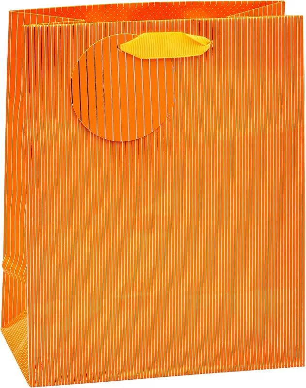 Besuche den TSI-Store TSI Geschenktüten mit Hot Stamping NADELSTREIFEN, Farbe Orange, 4er Packung, Größe: Mittel (HxBxT 23 x 18 x 10 cm), Art. Nr. 85016-4 — Geschenkverpackung