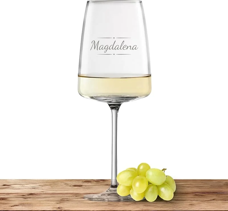 Besuche den Deitert-Store Zwiesel Glas Weißweinglas 535ml mit Namen oder Wunschtext graviert - Vivid Senses - personalisiertes Weinglas als Geschenk für Frauen und Männer - Motiv (Verzierung 03) — Wein und Festtafel