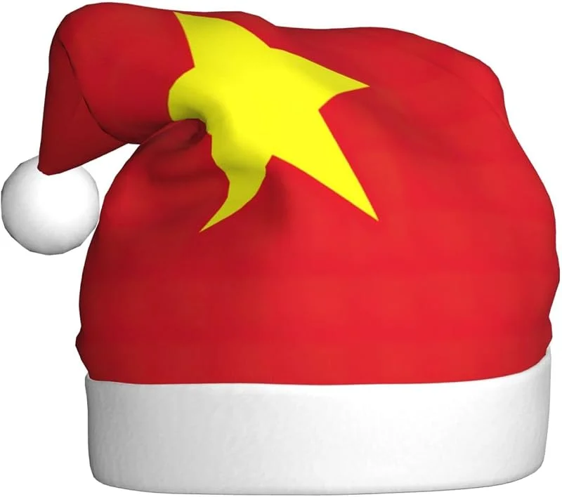 Marke: Tamiger Weihnachtsmützen mit vietnamesischer Flagge, saisonal, festlich — Weihnachtsmode