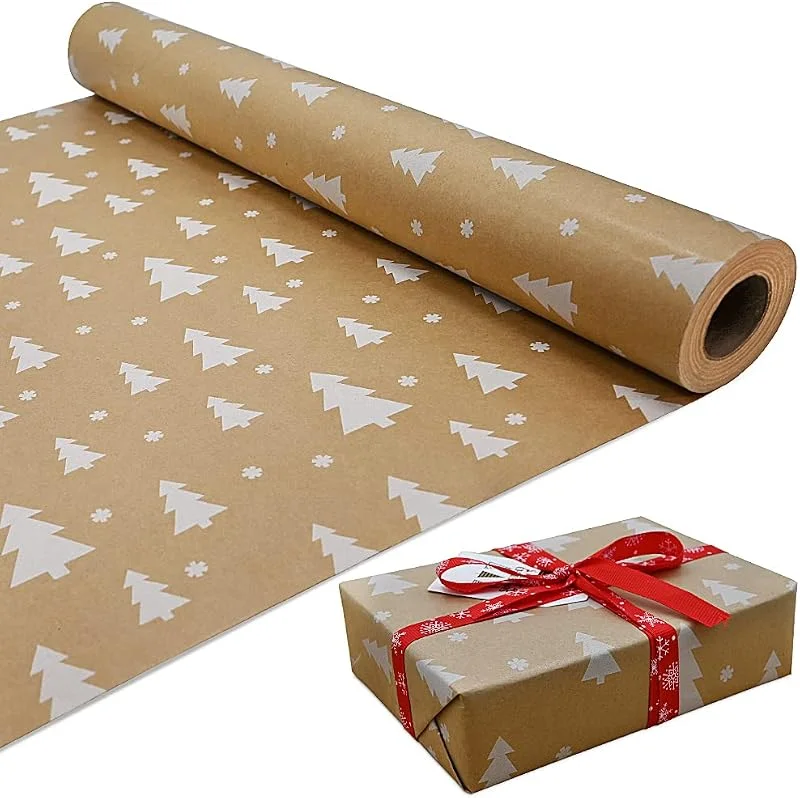 Marke: ADQUATOR ADQUATOR 15m Rolle Weißer Baum Geschenkpapier, 100% recycelbares Geburtstag Geschenkpapier(15m×43cm) — Geschenkverpackung