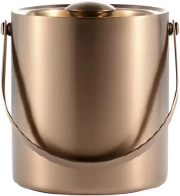 Marke: Lijiaxiuyc-101 eiskübel 2L Eiskübel aus Metall, doppelwandiger Eiskübel mit Deckel und bequemem Griff, isolierter Eiskübel aus Edelstahl, for Cocktailbar, Wein, Partys, Champagnerkübel, Roségold sektkübel — Küche & Haushalt