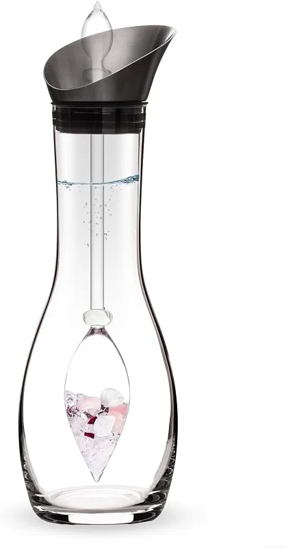 Besuche den VitaJuwel-Store VitaJuwel Era Karaffe LIEBE & LEIDENSCHAFT, Edelsteinwasserkaraffe mit Rosenquarz · Granat · Mondstein · Bergkristall, Mitgefühl · Hingabe · Intuition — Wein und Festtafel