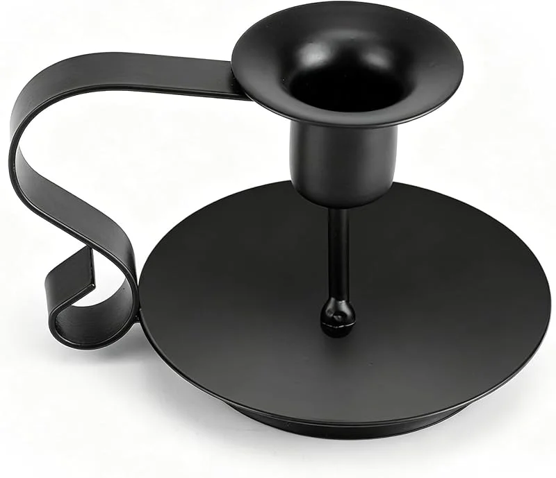 Besuche den CHEOTIME-Store Retro Eisen Kerzenständer, Metall Kegel Kerzenhalter Einfache Schwarze Kerzenhalter Chamberstick Halter für Hochzeit Party Dekoration Esstisch Housewarming Geschenk Abendessen — Kerzenlicht Abendessen
