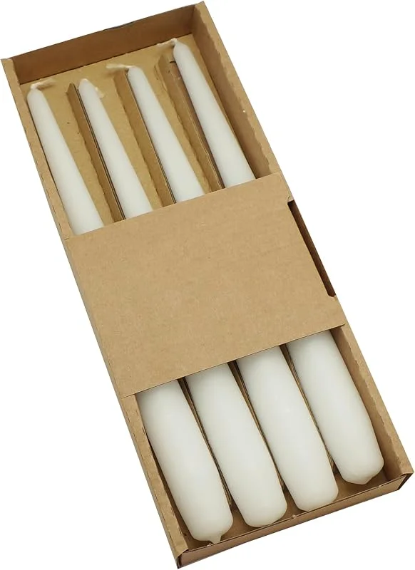 Besuche den DONAU HOME-Store SET Stabkerzen, Tafelkerzen, 4 Stück, Ø 2, 2 × 24cm, Weiß, Rustikale, zur Dekoration im Wohnzimmer, Bad — Kerzenlicht Abendessen