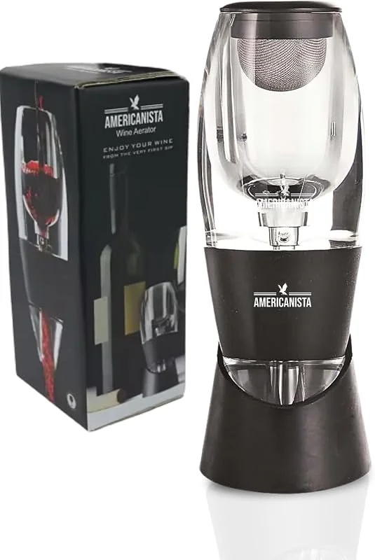 Marke: Americanista Rotweinbelüfter – Weinausgießer – Dekanter – Premium-Weinbelüfter mit Ständer – Dekanter-Belüftungsauslauf mit Filter für jede Art von Flasche oder Glas – Sauerstoff-Zubehör für Wein — Wein und Festtafel