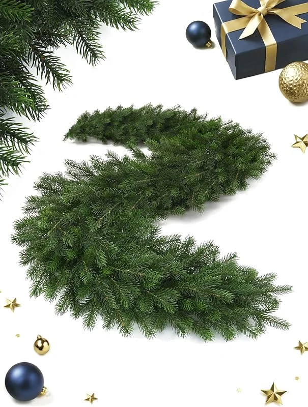 Besuche den eveXmas-Store EveXmas Altair Tannengirlande künstlich 200 cm, 2 m aus 100% PE – Weihnachtsgirlande ohne LED, grüne Girlande für Tür, Treppe, Kamin, Geländer, Fenster, innen & außen, Weihnachtsdeko