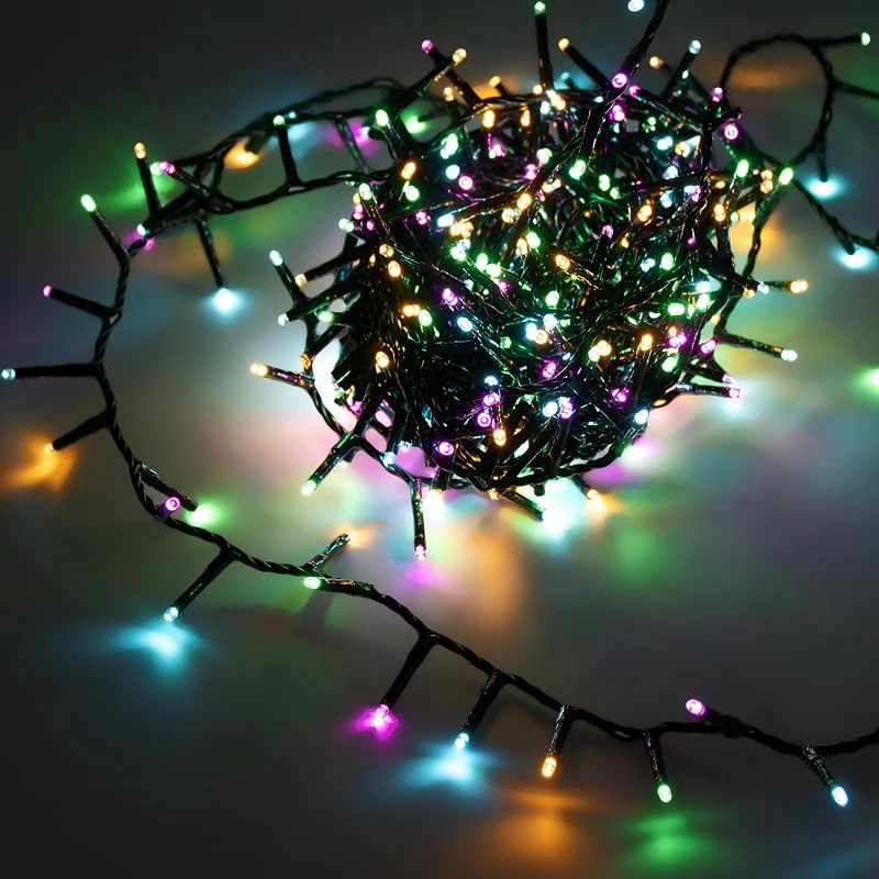 Besuche den Spetebo-Store Spetebo Außen Büschel Lichterkette mit Timer 500 LED auf 11 m - soft bunt - Cluster Weihnachtslichterkette warmweiß mit 8 Funktionen und Stecker - Garten Deko Weihnachtsbaum Beleuchtung wasserdicht — Weihnachtsbeleuchtung