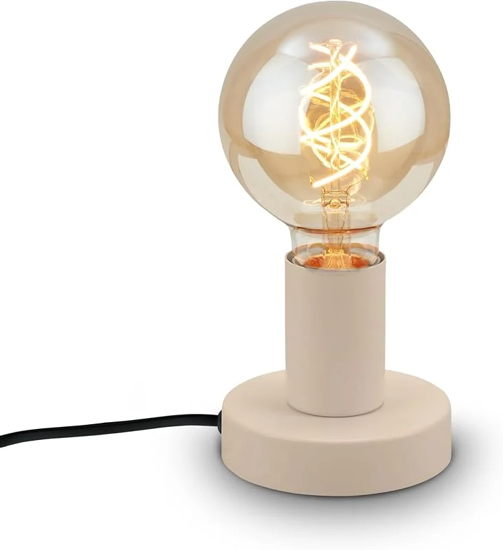 Besuche den BRILONER-Store BRILONER - Tischlampe mit Kabelschalter, Retrooptik, E27 Fassung, Tischlampe vintage, Lampe, Schreibtischlampe, Tischleuchte, Bürolampe, Leselampe Bett, Leselicht, 10 x 9 cm, Beige — Kerzenlicht Abendessen