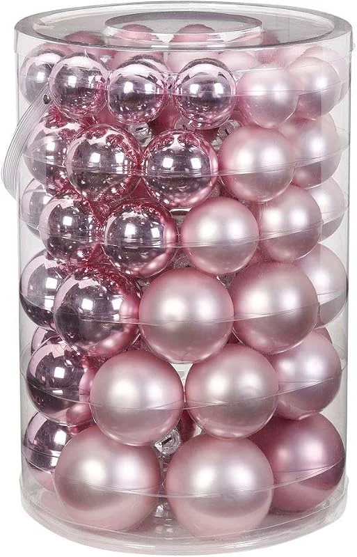 Besuche den Inge-glas-Store 60 Christbaumkugeln Glas 4 5 6 7cm 60 St. Dose Dekokugeln Weihnachtskugeln Baumkugeln Baumschmuck Set Farbe: Pink Blush Altrosa Hellrosa — Weihnachtsdeko