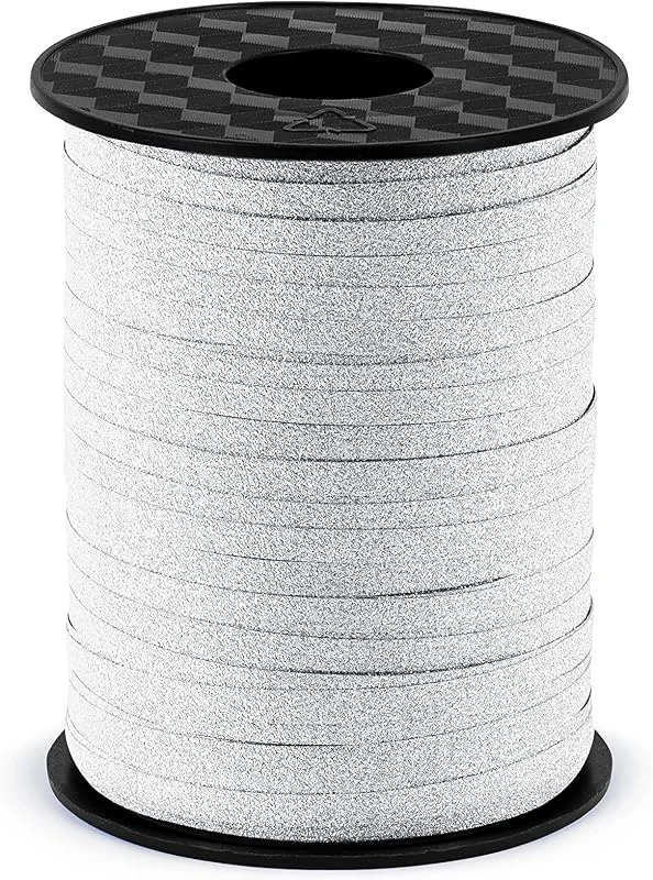 Besuche den Unbekannt-Store Unbekannt Kräuselband, Geschenkband, 5mm, 225m Silber Glitzer PRB5-018 — Geschenkverpackung
