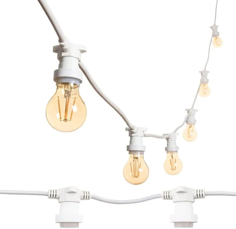 Marke: m MU Mu 100M Lichterkette Außen, Outdoor Erweiterbar Auf 1000W, (10 * 10) Lampenhalter E27 Wetterfest Ip65, lichterkette außen strom Deko für Gartenparty Hochzeit Garten Hochzeit, 10 * 10M, Weiss — Weihnachtsbeleuchtung