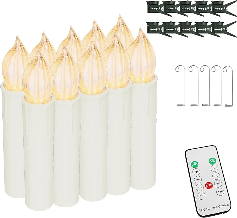 Besuche den FIVMEN-Store FIVMEN 10 Stück LED Kerzen mit Timerfunktion Christbaumkerzen Warmweiß — Weihnachtsbeleuchtung