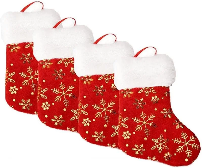 Marke: Ruluti 4 Teile, Set Weihnachtsstrümpfe Geschenke Tuch Schnee Socken Weihnachten Schöne Geschenktüte Für Kinder Kamin Baum Weihnachtsdekoration