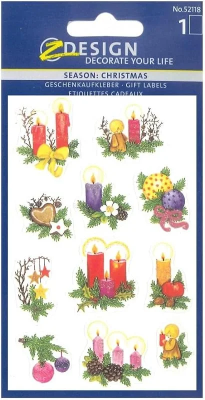 Besuche den AVERY Zweckform-Store AVERY Zweckform 22 Aufkleber Weihnachten Weihnachtsgestecke (Made in Germany, glitzernde Weihnachtssticker Papier, selbstklebende Weihnachtdeko Karten, Geschenke, Tüten) 2 Bogen, je 11 Sticker, 4050 — Geschenkverpackung
