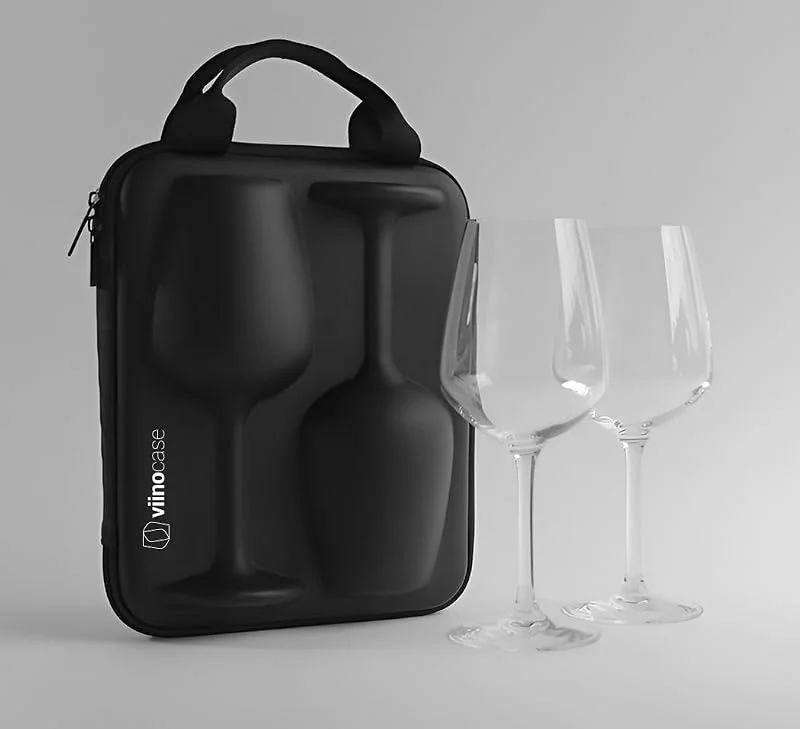 Marke: viinocase Weingläser to go – 2 echte Stielgläser aus Frankreich im EVA Hartschalen-Case – Weinglas to go für Picknick, Camping & Sundowner – spülmaschinenfest, aus Deutschland — Wein und Festtafel