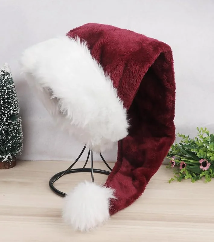 Marke: YYCRAFT YYCRAFT Lange burgunderrote Weihnachtsmannmütze, Deluxe-Weihnachtsmütze für Erwachsene, Unisex, Neujahr, festliche Party, Weihnachtsbedarf — Weihnachtsmode