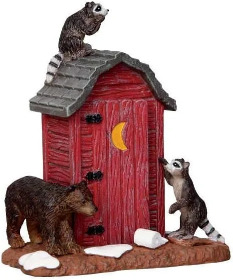 Marke: Lemax Lemax 24492 - Outhouse Marauders - Waschbären am Toilettenhäusschen - Vail Village - Zubehör Weihnachtswelt — Weihnachtsdeko