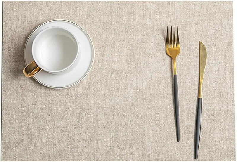 Besuche den Epinki-Store Epinki Tischsets Platzsets Abwaschbar Vintage Quadratisch, 2Pcs Set 30x43CM Platzsets Weihnachten Abwaschbar Gewebt Muster aus PU Leder, Tischuntersetzer Natur Beige für Hause Küche und Hotel — Küche & Haushalt