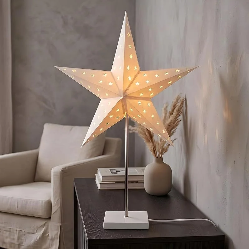Besuche den levandeo-Store levandeo LED Leuchtstern Weiß H65cm Standfuß Weihnachtsstern Tischdeko Weihnachtsdeko