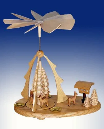 Besuche den Rudolphs Schatzkiste-Store Rudolphs Schatzkiste Tischpyramide Rehe mit Futterkrippe BxHxt 22, 5x24x14cm NEU Tischdekoration Dekoration Weihnachten Wärmespiel Lichter Figur Edelholz Seiffen Erzgebirge Holz Flügel Kerzen — Weihnachtsdeko