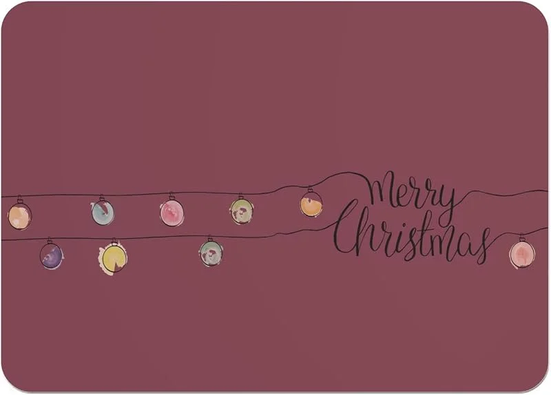 Marke: Fabulous Fabulous Tischset mit Unterseite aus Kork, rot, "Merry Christmas", Lichterkette, Weihnachten, groß, 39, 5 x 28, 5 cm — Küche & Haushalt