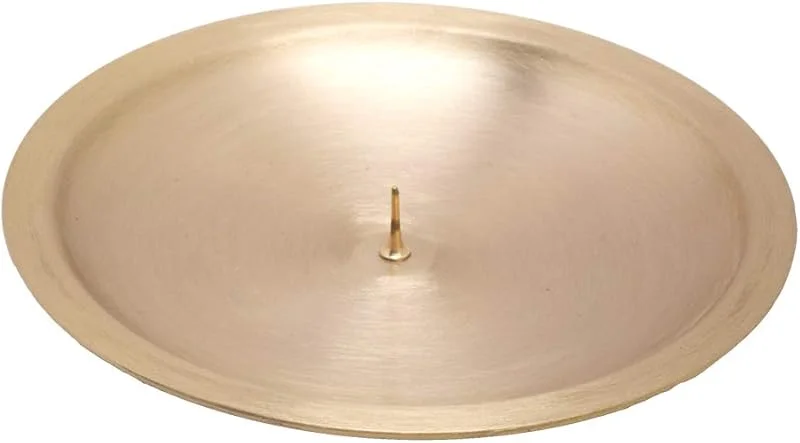 Besuche den NKlaus-Store NKlaus Kerzenteller mit Dorn aus Messing, Gold matt, Ø 13 cm — Kerzenlicht Abendessen