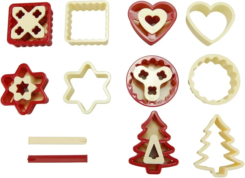 Besuche den GSD-Store G S D Haushaltsgeräte Linzer Keksausstecher Set, Kunststoff, Beige, Rot — Weihnachtskueche