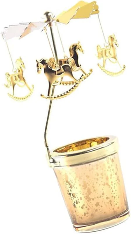 Marke: BESTOYARD Glas und Metall Drehbarer Kerzenständer, Gold, Weihnachten Feier — Kerzenlicht Abendessen