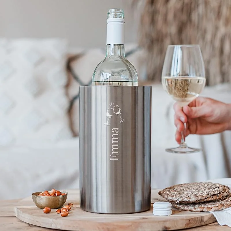 Besuche den your surprise-Store Weinkühler mit Gravur personalisiert - Hochzeitsgeschenk für Weinliebhaber mit Name oder Text graviert, doppelwandiger für langanhaltende - Geschenkidee für Hochzeit oder — Wein und Festtafel