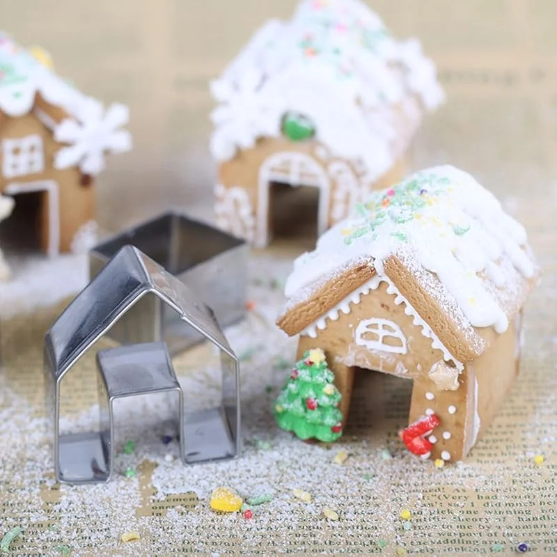 Marke: Girasool Keksausstechformen-Set - Weihnachts-Haus, Mini-Lebkuchen-Haus, Edelstahl Keksausstecher, Schokolade, DIY Backen, Dekorieren Werkzeuge — Weihnachtskueche
