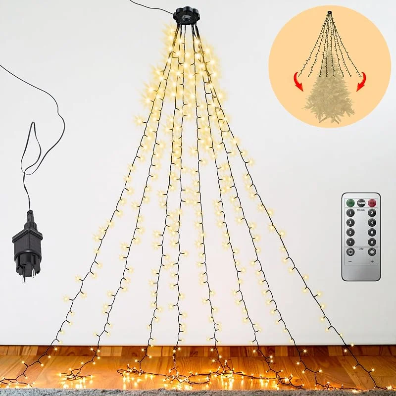 Besuche den Menz-Store Menz Lichterkette warmweiß für Weihnachtsbäume 8 x 2 m, 320 LEDs, 8 Leuchtmodi, IP44 wasserdicht — Weihnachtsbeleuchtung