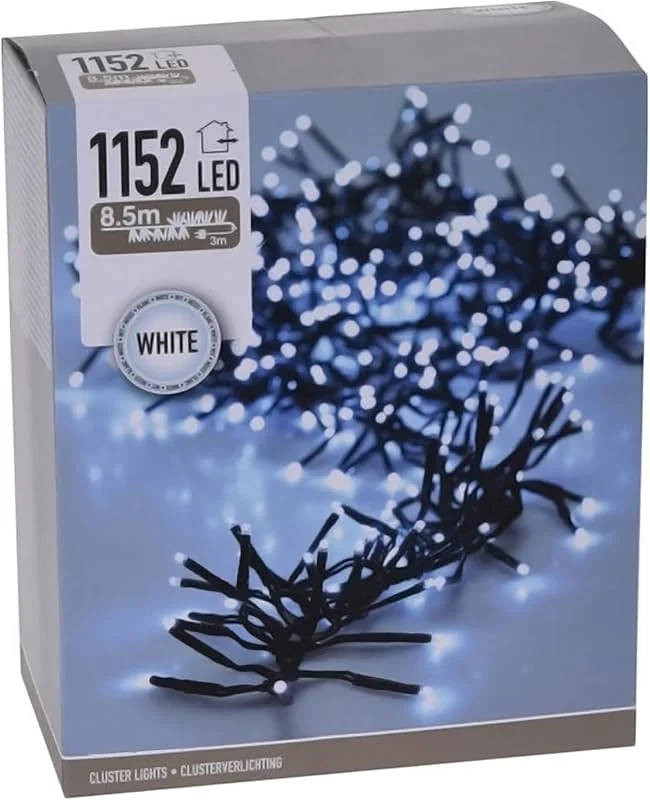 Besuche den Spetebo-Store Spetebo LED Cluster Lichterkette kaltweiß - 8, 5 m, 1152 LED - Büschel Lichterkette mit Speicherchip und 8 Funktionen - Weihnachtsbaum Lichter Deko für Innen und Außen in kaltem weiß — Weihnachtsbeleuchtung