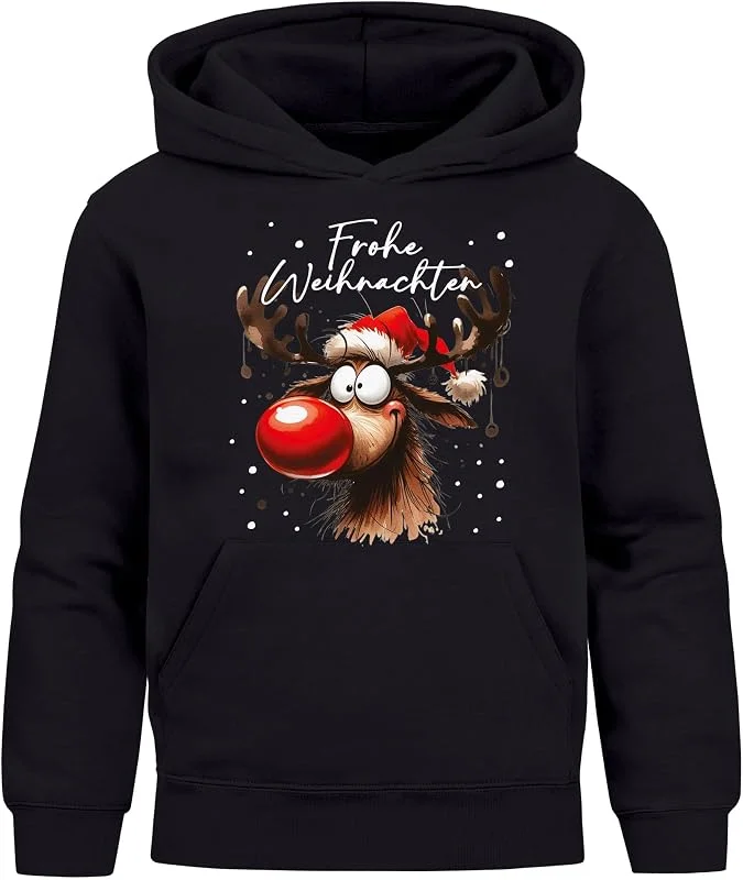 Besuche den MoonWorks-Store MoonWorks® Kinder Hoodie Weihnachtspullover Jungen Mädchen Rentier Rudolph Weihnachtsoutfit Kinder — Weihnachtsmode
