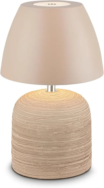 Besuche den BRILONER-Store BRILONER - LED Tischlampe kabellos IP44 mit Touch, dimmbar, Keramikfuß, Nachttischlampe, Leselampe, LED Lampe, Dekolampe, Tischleuchte, Akkulampe, Outdoor Lampe, 13, 5x22 cm, Beige — Kerzenlicht Abendessen