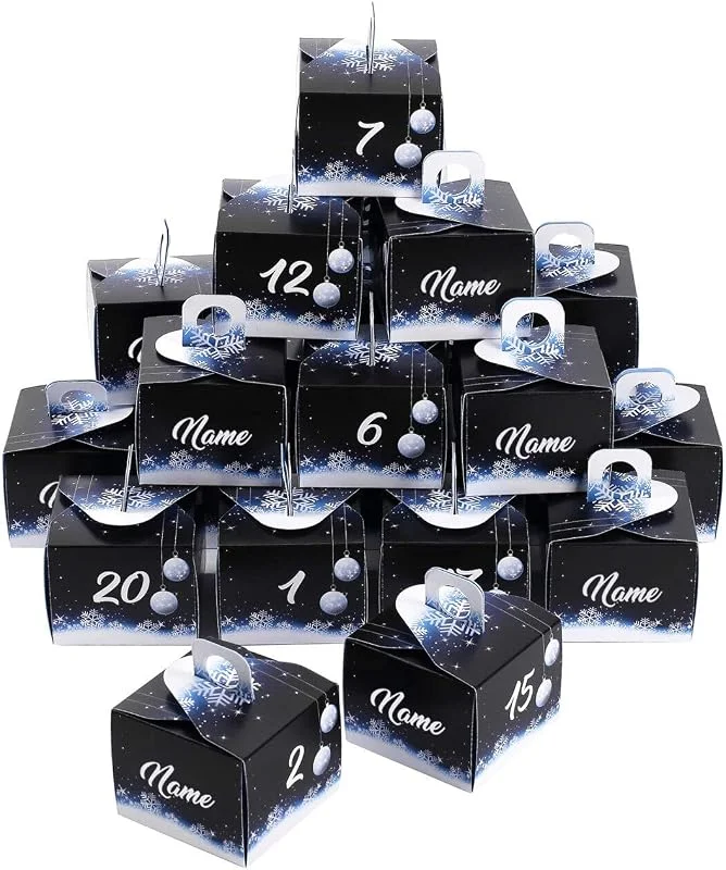 Besuche den Herz & Heim-Store Herz & Heim® Adventskalender Bastellset zum Befüllen DIY aus 24 Schachteln - Boxen mit Wunschnamen personalisiert Kisten Set, Kordel, Klammern — Advent und Tisch