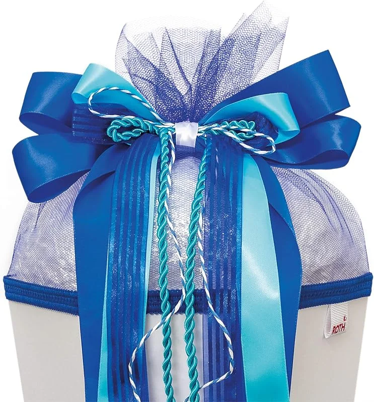 Besuche den ROTH-Store ROTH Schultütenschleife Blue Dabadu - fertig gebunden ca. 50 x 23 cm - Schulanfang-Schleife — Geschenkverpackung